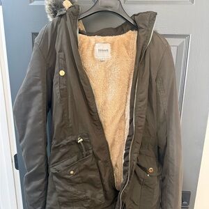 Olive Parka with Faux Fur Hood